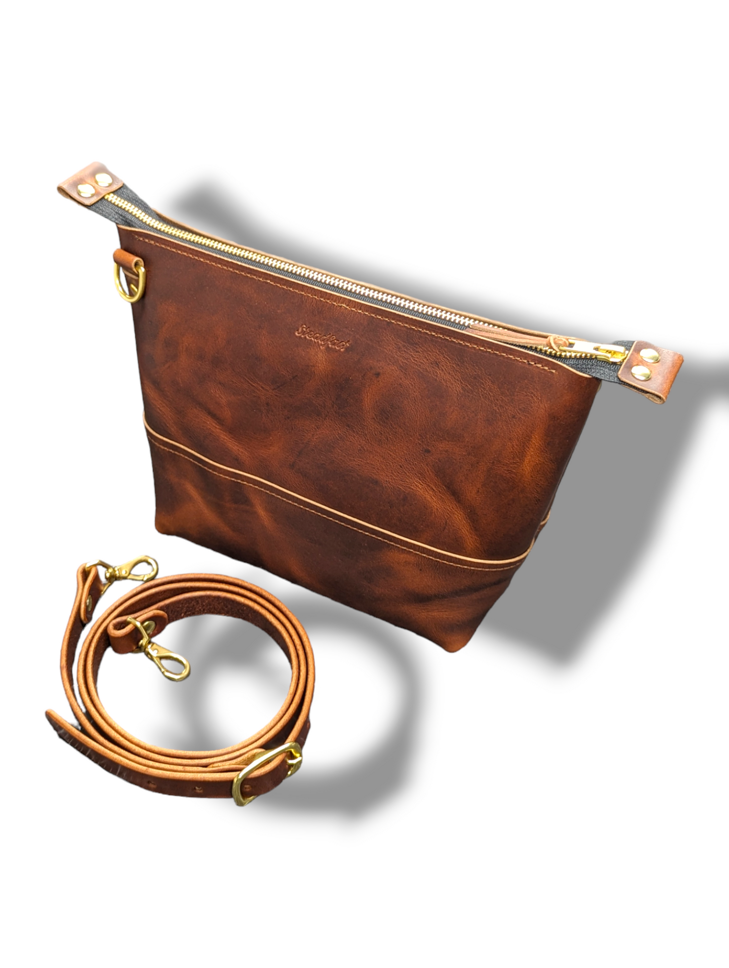 Zip top Medium Crossbody - Brown