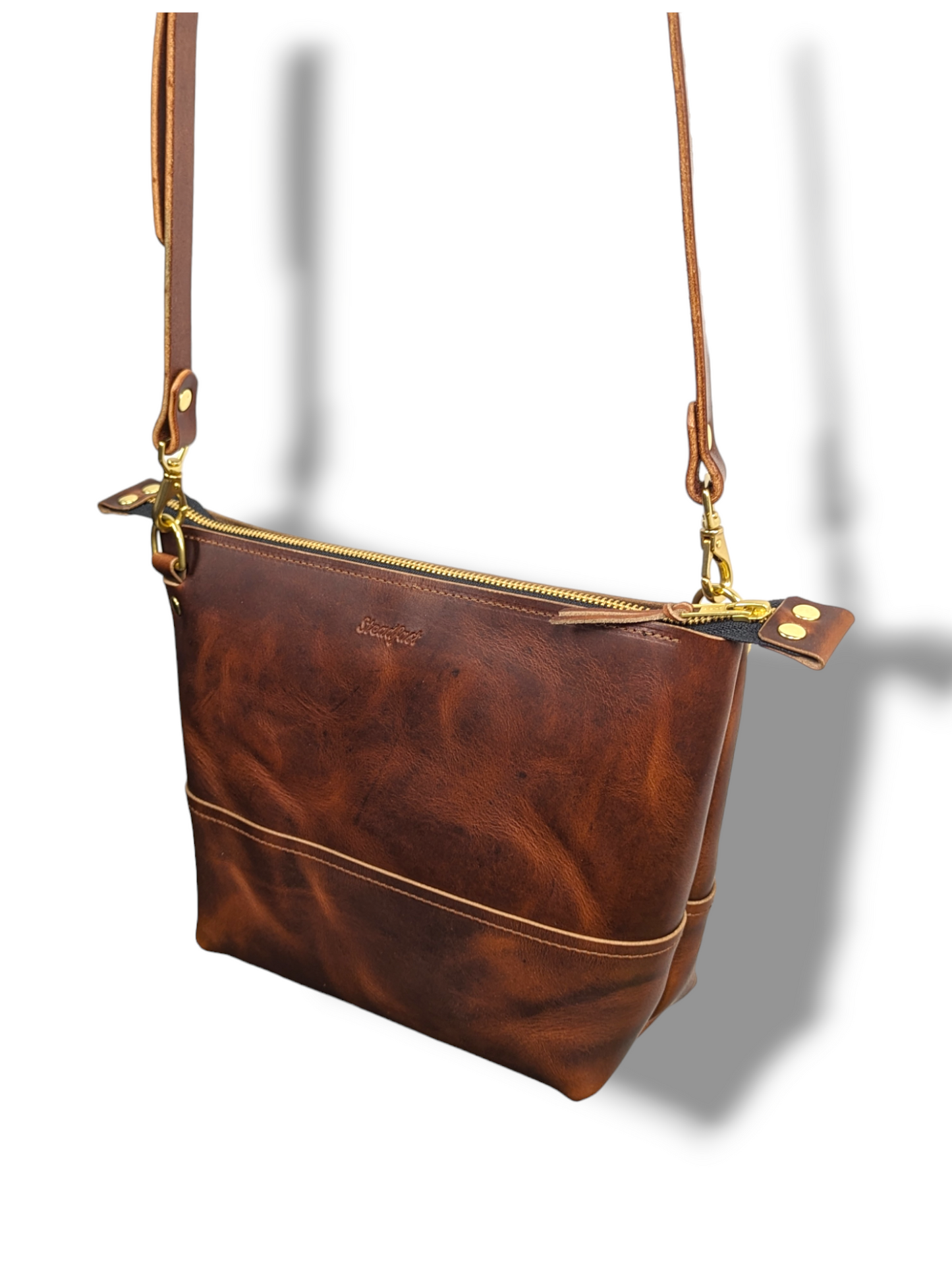 Zip top Medium Crossbody - Brown